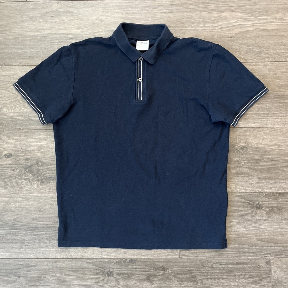 Selected Homme Mens M Knit Polo Shirt Dark Blue Short Sleeve